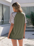 Leopard Round Neck Short Sleeve T-Shirt - Trendsi - Flyclothing LLC