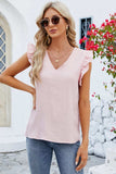 Ruffled V-Neck Cap Sleeve Blouse - Trendsi - Flyclothing LLC