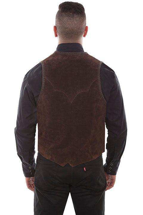 Scully EXPRESSO BOAR SUEDE HAND LACED CONCHO VEST - Scully Leather - Flyclothing LLC