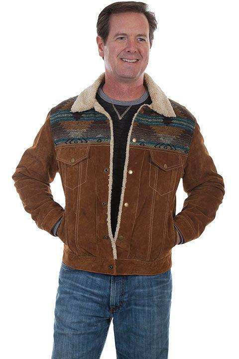 Scully CAFE BROWN KNIT INSET JACKET - Scully Leather - Flyclothing LLC