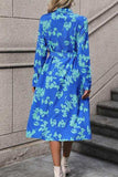 Printed Button Up Tie Waist Dress - Trendsi - Flyclothing LLC