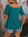 Ruched V-Neck Flounce Sleeve Blouse - Trendsi - Flyclothing LLC