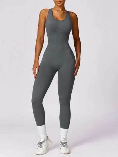 Cutout Racerback Active Jumpsuit - Trendsi - Flyclothing LLC