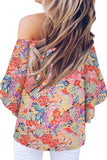 Tied Printed Off-Shoulder Half Sleeve Blouse - Trendsi - Flyclothing LLC