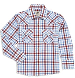Boy's Ely Cattleman Long Sleeve Heritage Plaid Western Snap Shirt- Blue & White - Ely Cattleman - Flyclothing LLC