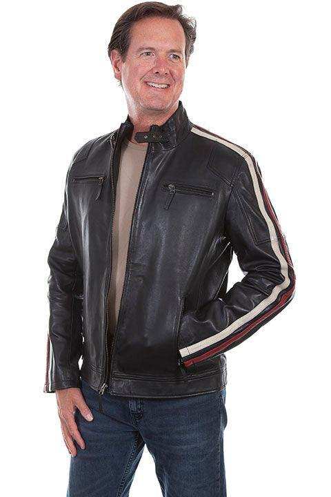Scully BLACK LAMB STRIPED MC JACKET - Scully Leather - Flyclothing LLC