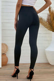 Wide Waistband Distressed Slim Fit Leggings - Trendsi - Flyclothing LLC