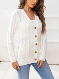 Button Down Cable-Knit Cardigan - Trendsi - Flyclothing LLC