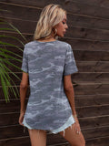 Glitter V-Neck Short Sleeve Tee Shirt - Trendsi - Flyclothing LLC
