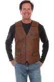 Scully BROWN CANVAS BACK VEST - Scully Leather - Flyclothing LLC