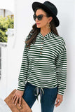 Striped Half-Button Dropped Shoulder Hoodie - Trendsi - Flyclothing LLC