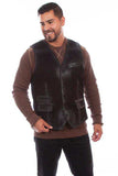 Scully BLACK LEATHER W/DENIM VEST - Scully Leather - Flyclothing LLC