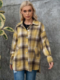 Plaid Collared Neck Long Sleeve Shirt - Trendsi - Flyclothing LLC