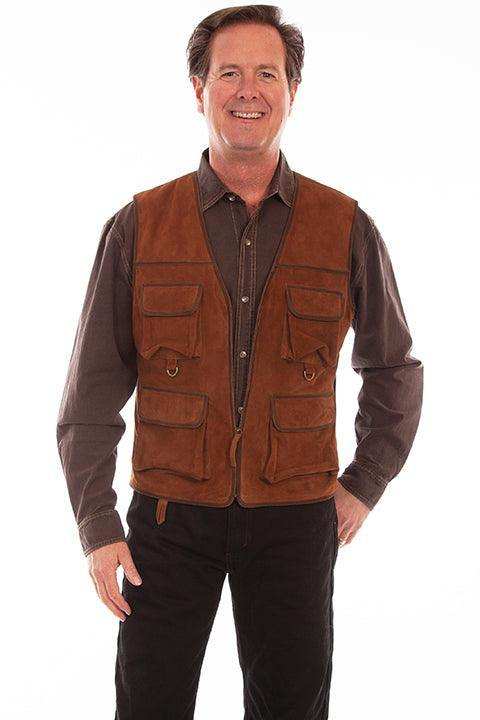Scully BROWN FOUR POCKET VEST - Scully Leather - Flyclothing LLC