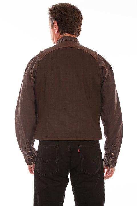 Scully Leather Brown Canvas W/Leather Trim Men Vest - Scully Leather - Flyclothing LLC