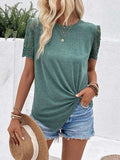 Lace Detail Short Sleeve Round Neck T-Shirt - Trendsi - Flyclothing LLC