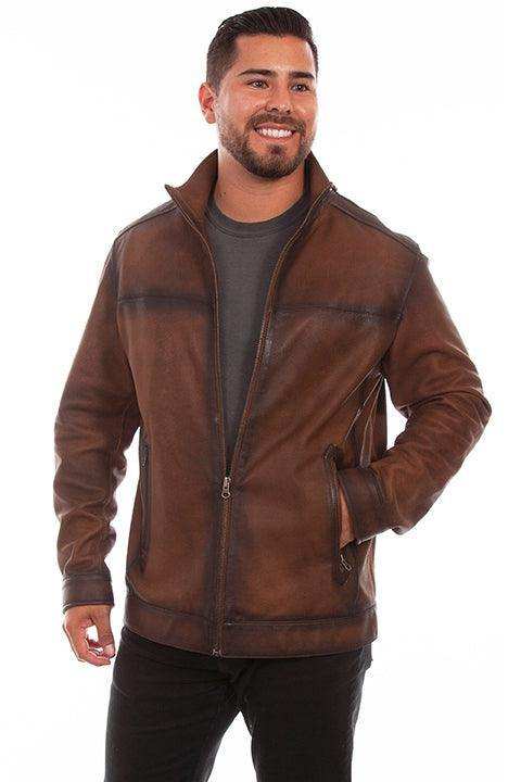Scully Leather 100% Leather Brown Zip Front Jacket - Scully Leather - Flyclothing LLC