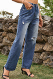 Distressed Buttoned Loose Fit Jeans - Trendsi - Flyclothing LLC