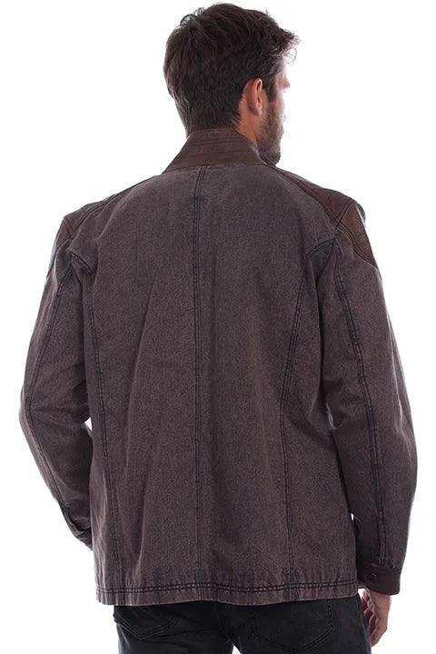 Scully Leather Chocolate Canvas W/Leather Trim Men's Jacket W/Canvas - Scully Leather - Flyclothing LLC