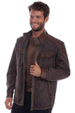 Scully Leather Chocolate Canvas W/Leather Trim Men's Jacket W/Canvas - Scully Leather - Flyclothing LLC