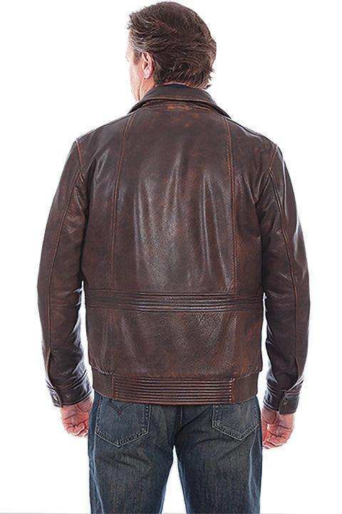 Scully Leather Leatherwear Mens Dk Brown Rugged Lamb Zip Front Jacket - Scully Leather - Flyclothing LLC