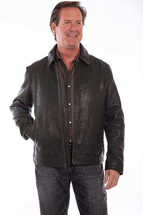 Scully Leather 100% Leather Black Rugged Lamb Zip Front Jacket - Scully Leather - Flyclothing LLC