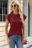 Round Neck Cap Sleeve T-Shirt - Trendsi - Flyclothing LLC