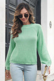 Round Neck Rib-Knit Sweater - Trendsi - Flyclothing LLC