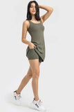 Square Neck Sports Tank Dress with Full Coverage Bottoms - Trendsi - Flyclothing LLC