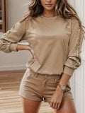 Lace Detail Round Neck Long Sleeve T-Shirt - Trendsi - Flyclothing LLC