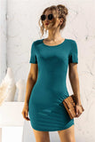 Round Neck Short Sleeve Mini Dress - Trendsi - Flyclothing LLC