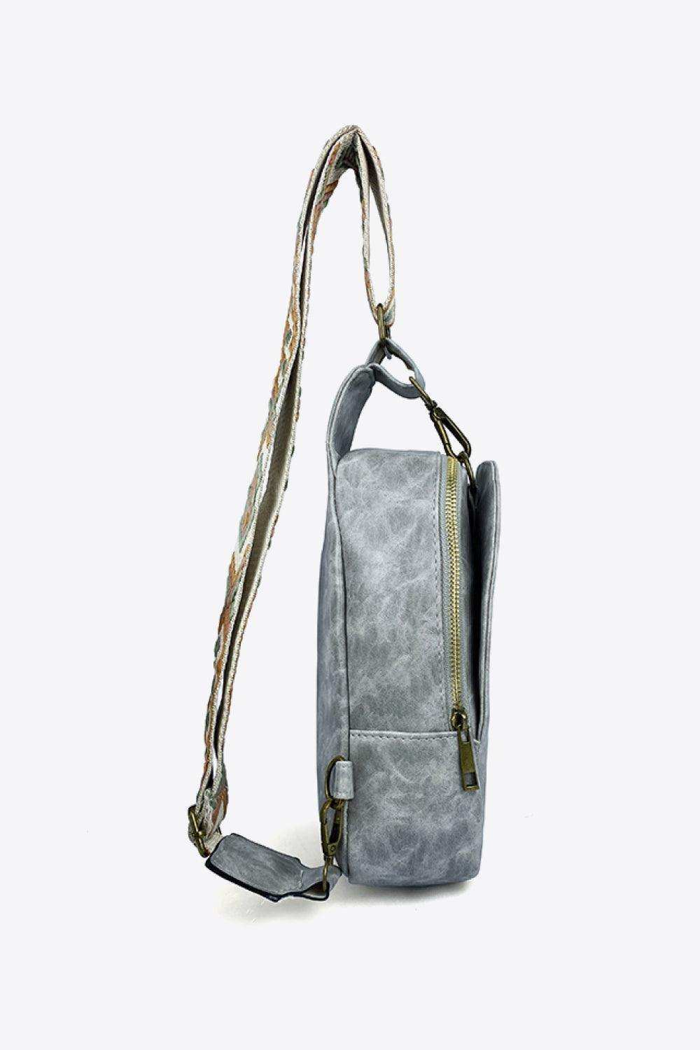 Adjustable Strap PU Leather Sling Bag - Trendsi - Flyclothing LLC