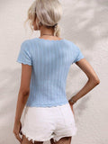 Scalloped Hem Square Neck Knit Top - Trendsi - Flyclothing LLC
