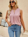 Eyelet Notched Tank - Trendsi - Flyclothing LLC