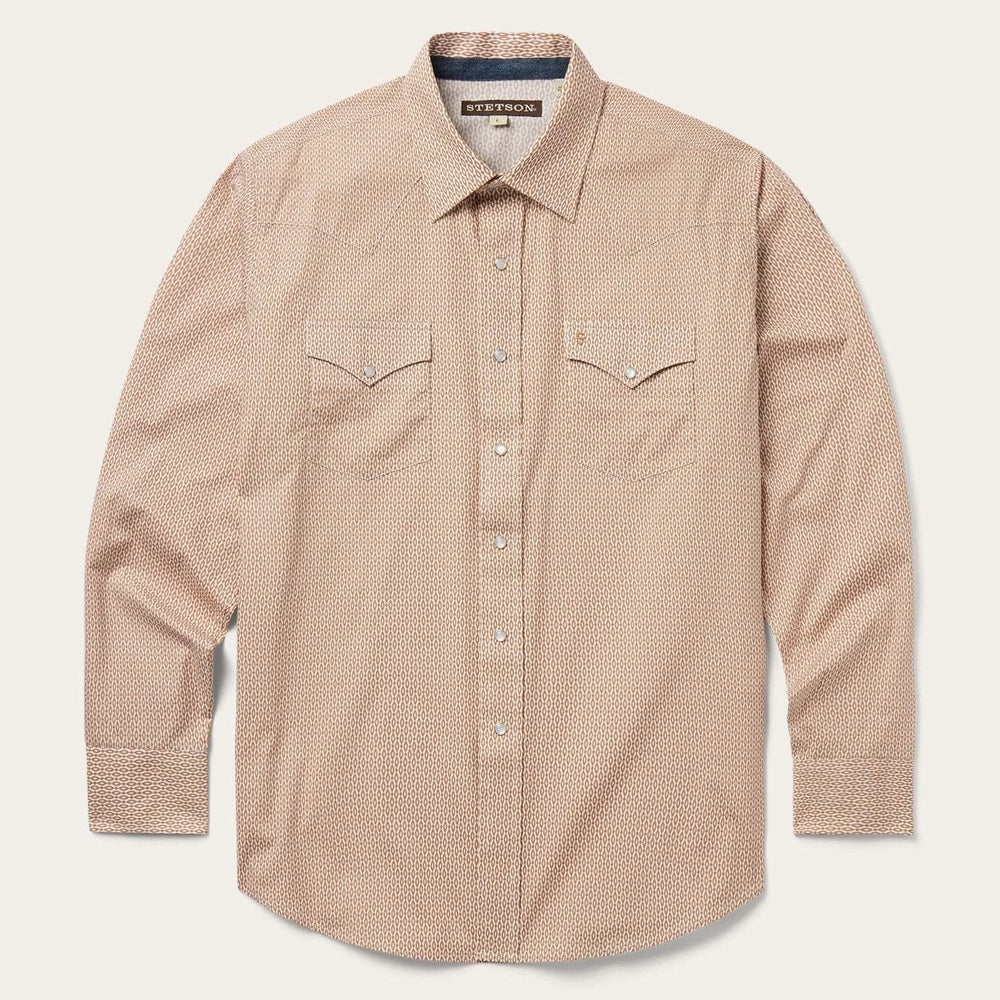 Stetson Orange Diamond Print Western Shirt - Stetson - Flyclothing LLC