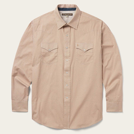 Stetson Orange Diamond Print Western Shirt - Stetson - Flyclothing LLC