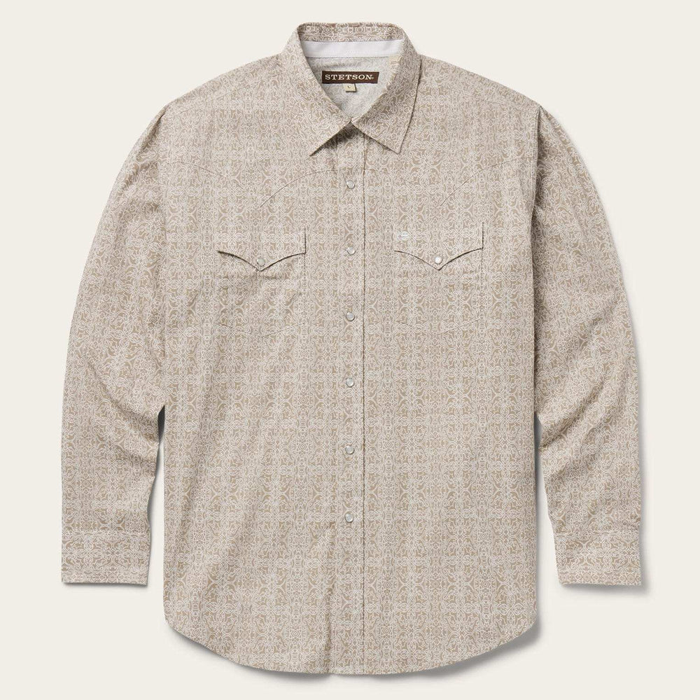 Stetson Sand Medallion Print Western Shirt - Stetson - Flyclothing LLC