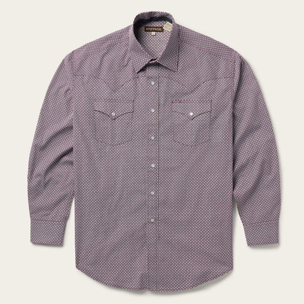 Stetson Blue Four Point Geo Print Western Shirt - Stetson - Flyclothing LLC