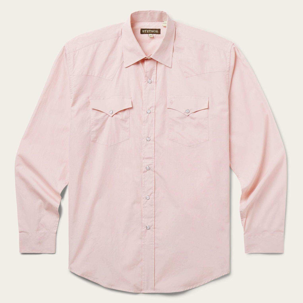 Stetson Pink End-On-End Western Shirt - Stetson - Flyclothing LLC