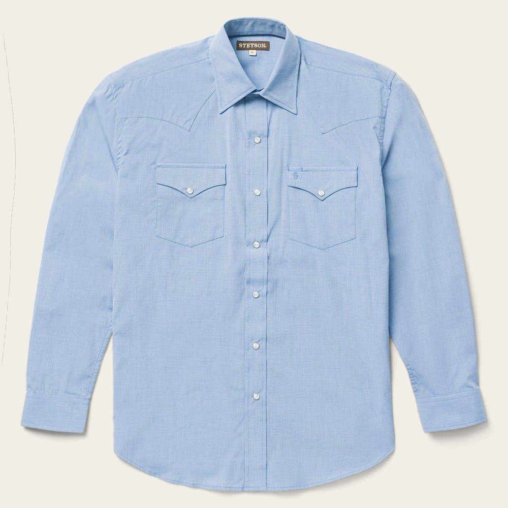 Stetson Blue End On End Solid Shirt - Stetson - Flyclothing LLC