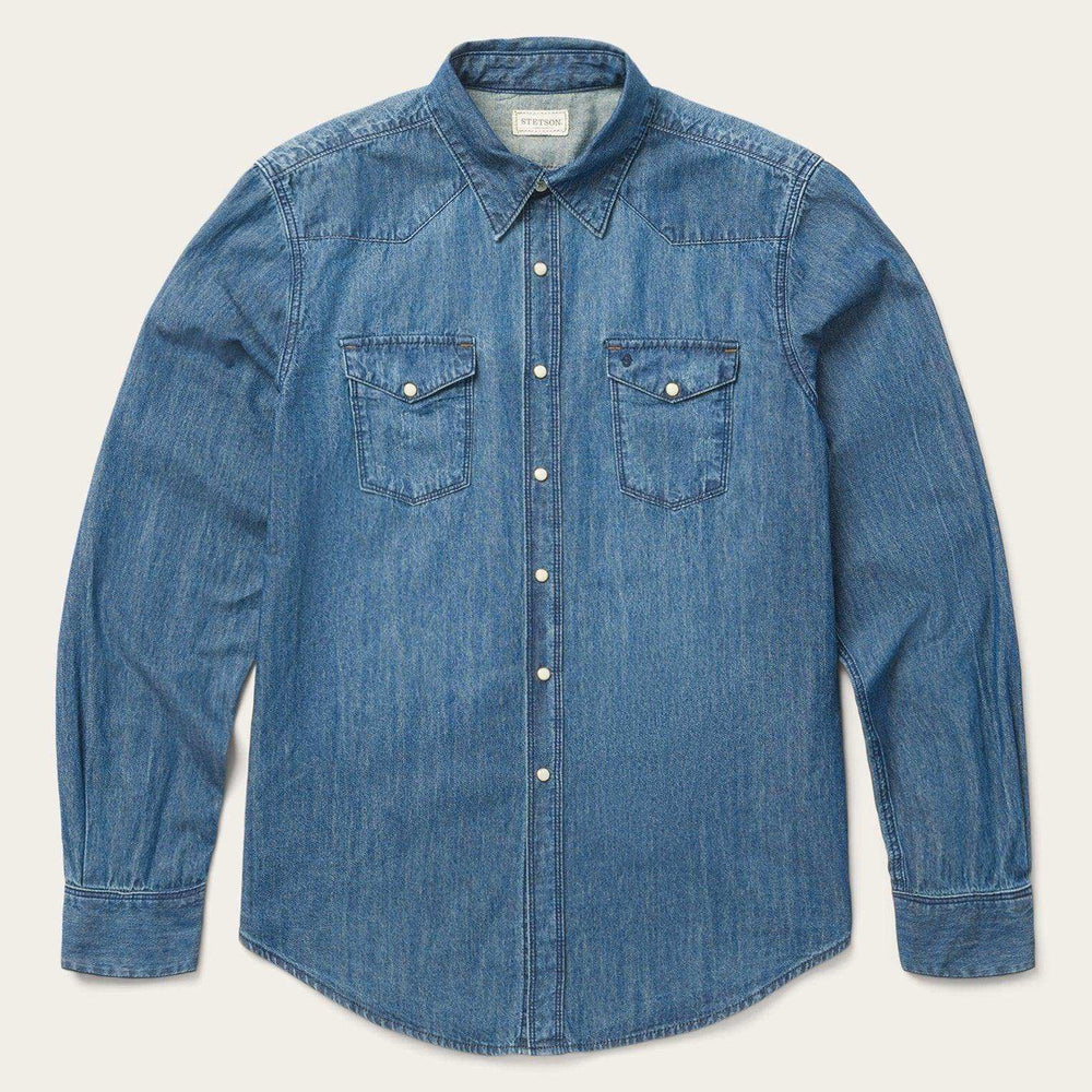 Stetson Medium Blue Denim Shirt - Stetson - Flyclothing LLC