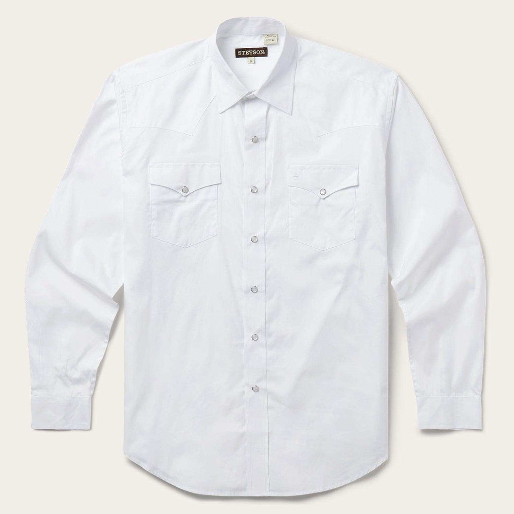Stetson White Pinpoint Oxford Western Shirt - Stetson - Flyclothing LLC