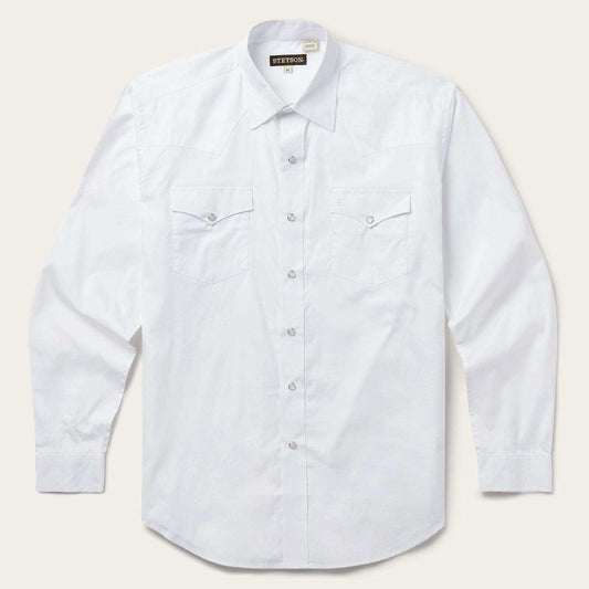 Stetson White Pinpoint Oxford Western Shirt - Stetson - Flyclothing LLC