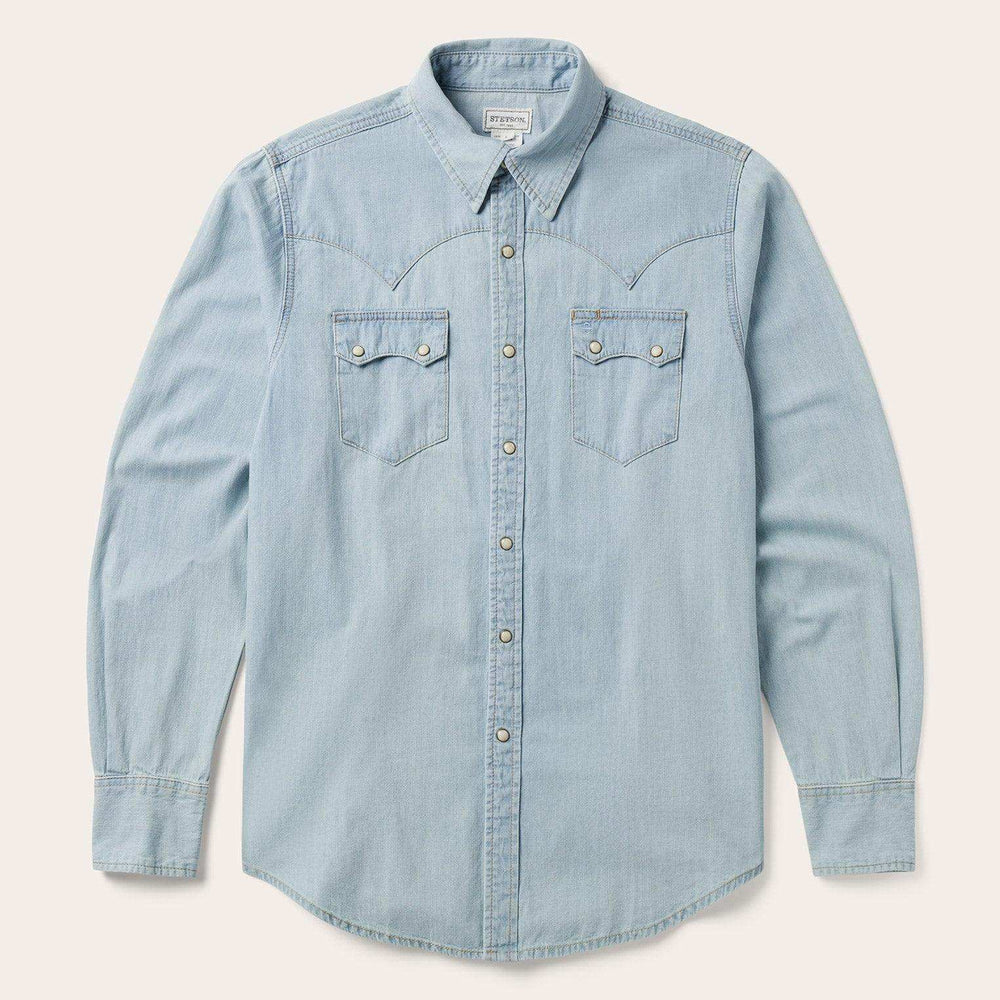 Stetson Light Blue Denim Western Shirt - Stetson - Flyclothing LLC