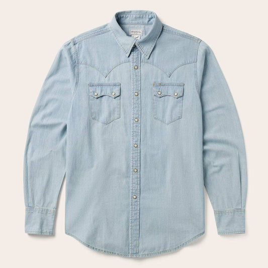 Stetson Light Blue Denim Western Shirt - Stetson - Flyclothing LLC