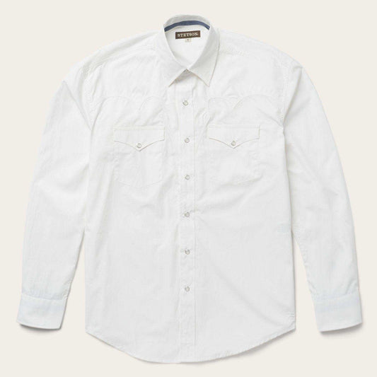 Stetson Classic Solid Snap Poplin Shirt In Optic White - Stetson - Flyclothing LLC