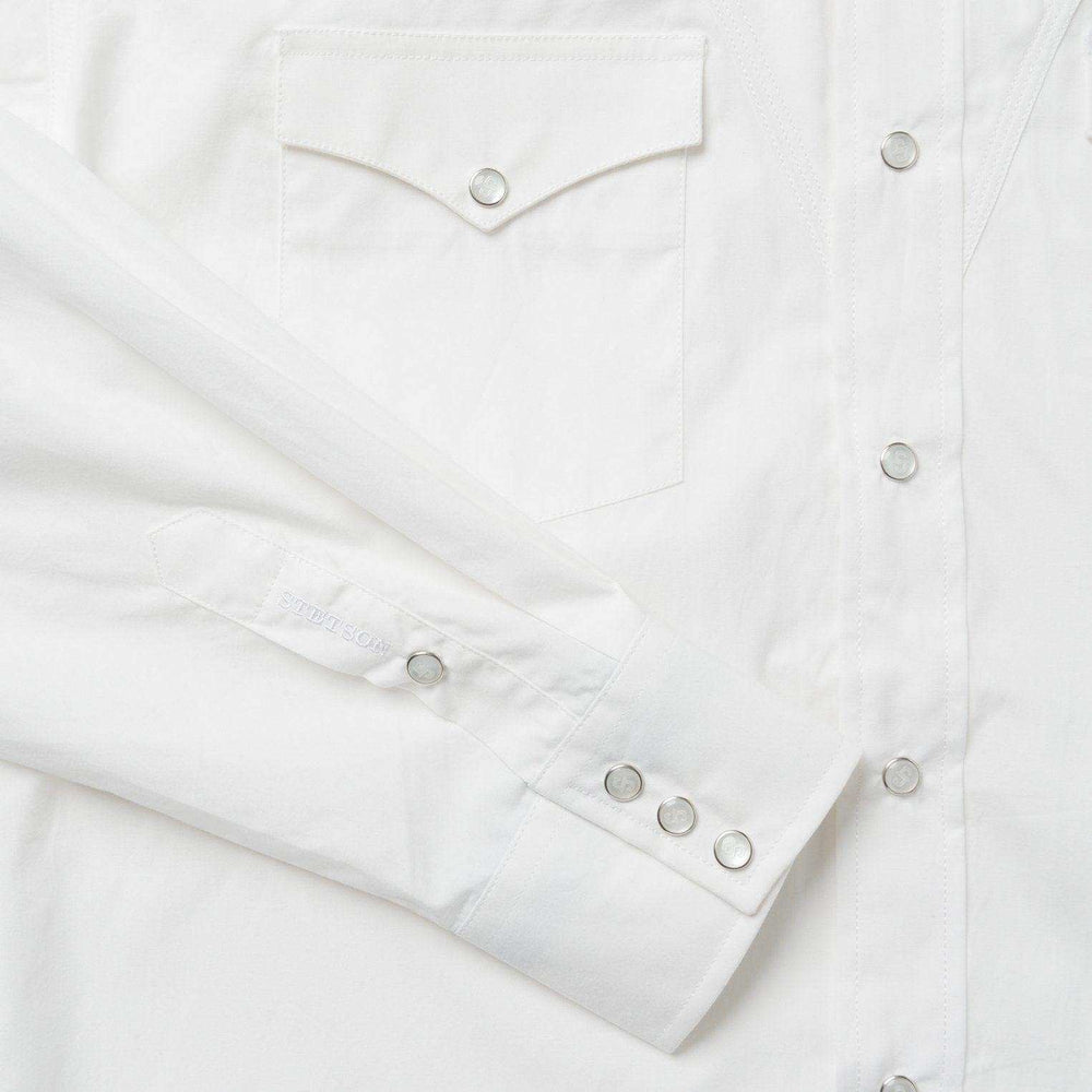 Stetson Classic Solid Snap Poplin Shirt In Optic White - Stetson - Flyclothing LLC