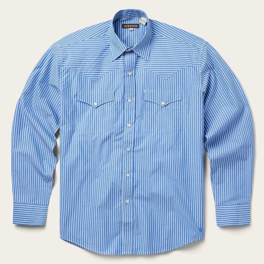 Stetson Blue Western Stripe Shirt - Stetson - Flyclothing LLC