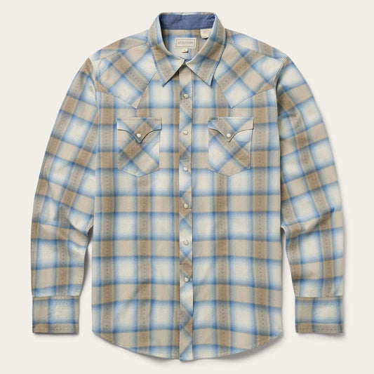 Stetson Sand Plaid Dobby Western Shirt - Stetson - Flyclothing LLC