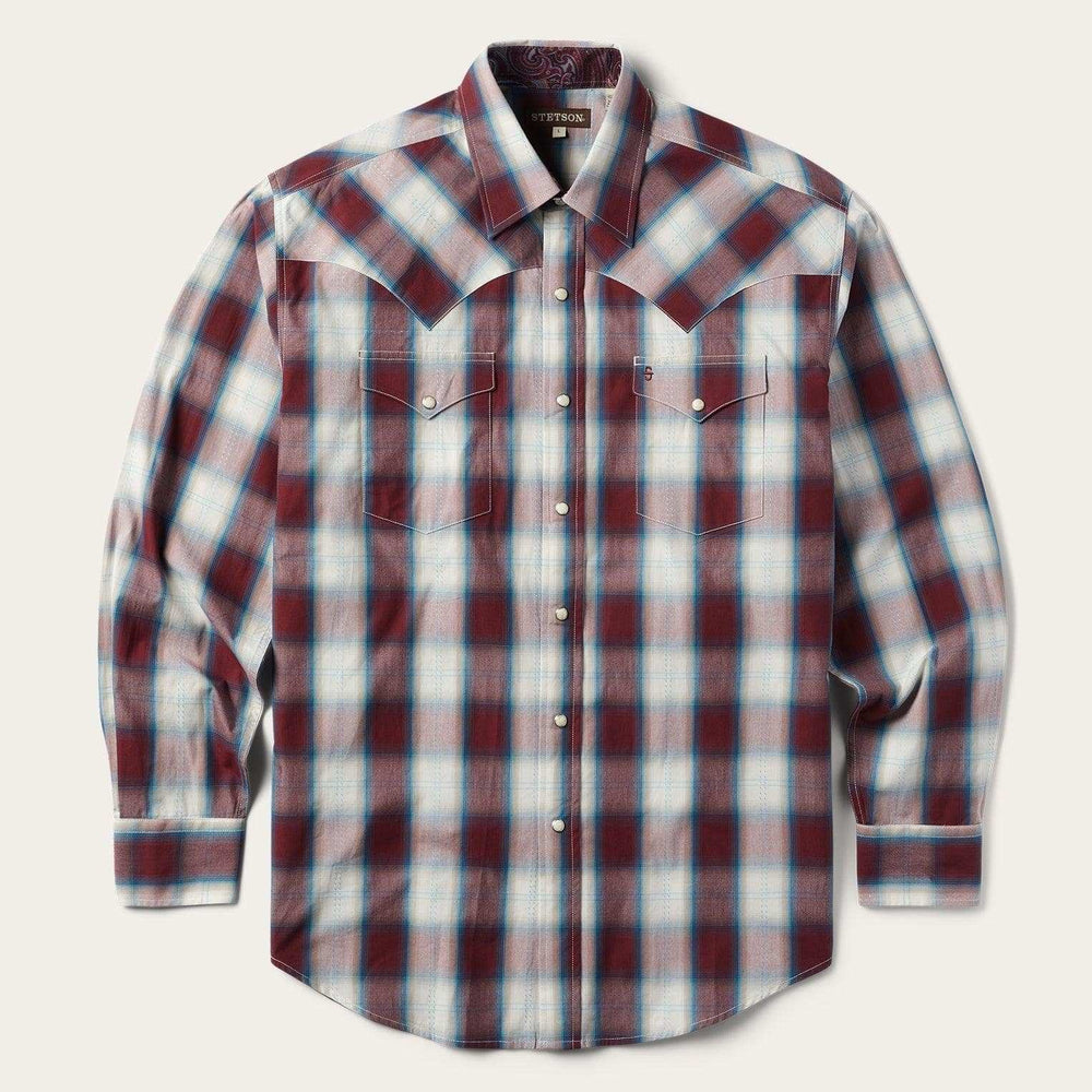 Stetson Wine Plaid Shirt - Stetson - Flyclothing LLC